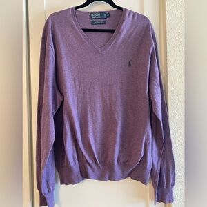 Polo Ralph Lauren Pullover Sweater Lavender Men's V-Neck Pima Cotton X-Large